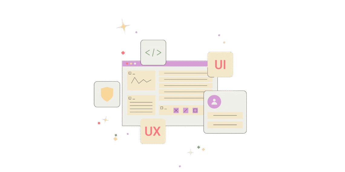 Wireframes de UX UI con elementos de diseño de experiencia de usuario y planificación de interfaz web